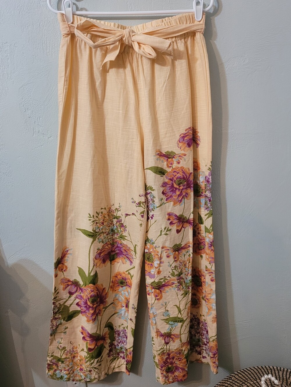 Deja Bleu Unique & Timeless Flower Print Wide Leg Pants Size Large!